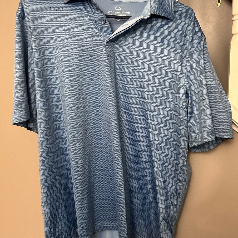 Vineyard Vines Men's Textured Blue Polo